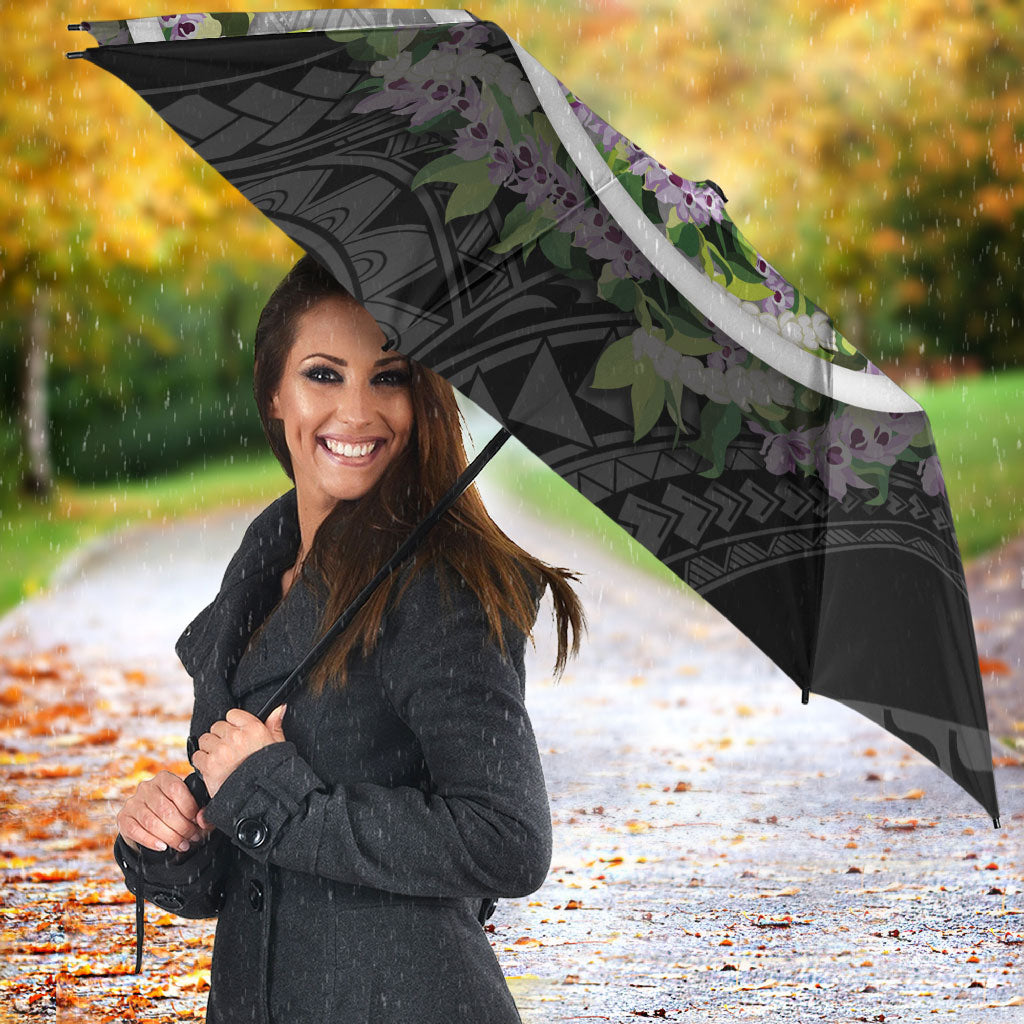 Piko Hawaii Umbrella Polynesian Pattern With Maile Pikake Honohono Lei