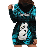 New Zealand Hoodie Dress Manaia Maori Pattern With Turquoise Fern LT05 - Polynesian Pride