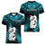 New Zealand Women V Neck T Shirt Manaia Maori Pattern With Turquoise Fern LT05 - Polynesian Pride