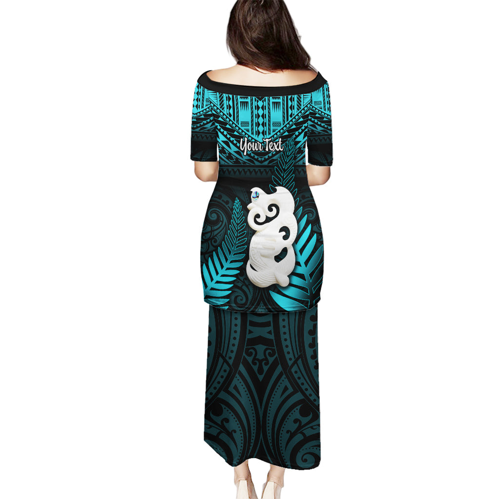 Personalized New Zealand Puletasi Manaia Maori Pattern With Turquoise Fern LT05 - Polynesian Pride