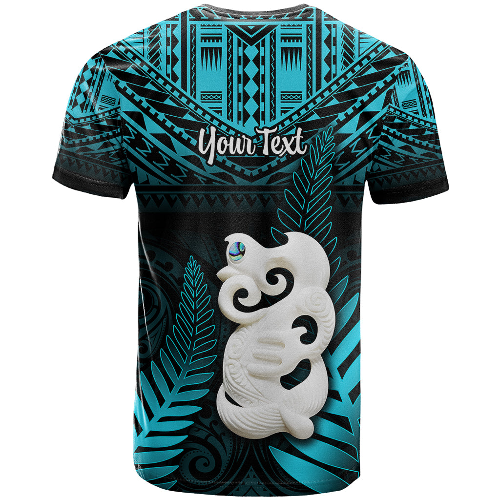 Personalized New Zealand T Shirt Manaia Maori Pattern With Turquoise Fern LT05 - Polynesian Pride