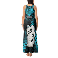 Personalized New Zealand Tank Maxi Dress Manaia Maori Pattern With Turquoise Fern LT05 - Polynesian Pride