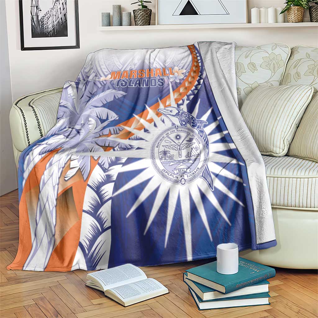 Marshall Islands Manit Day Blanket Polynesian Tribal Tattoo Tropical Style LT05 Blue - Polynesian Pride