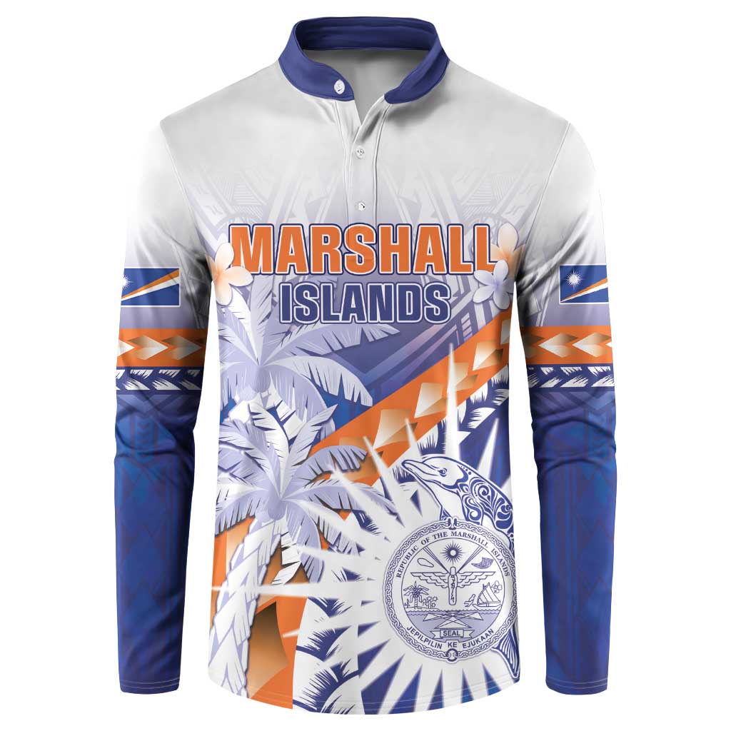 Personalised Marshall Islands Manit Day Button Sweatshirt Polynesian Tribal Tattoo Tropical Style LT05 Blue - Polynesian Pride