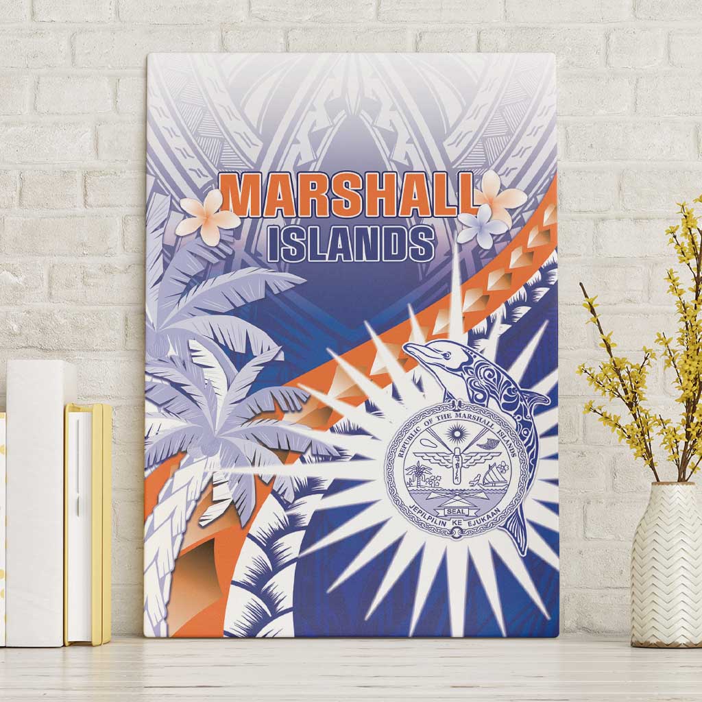 Marshall Islands Manit Day Canvas Wall Art Polynesian Tribal Tattoo Tropical Style LT05 Without Frame Blue - Polynesian Pride