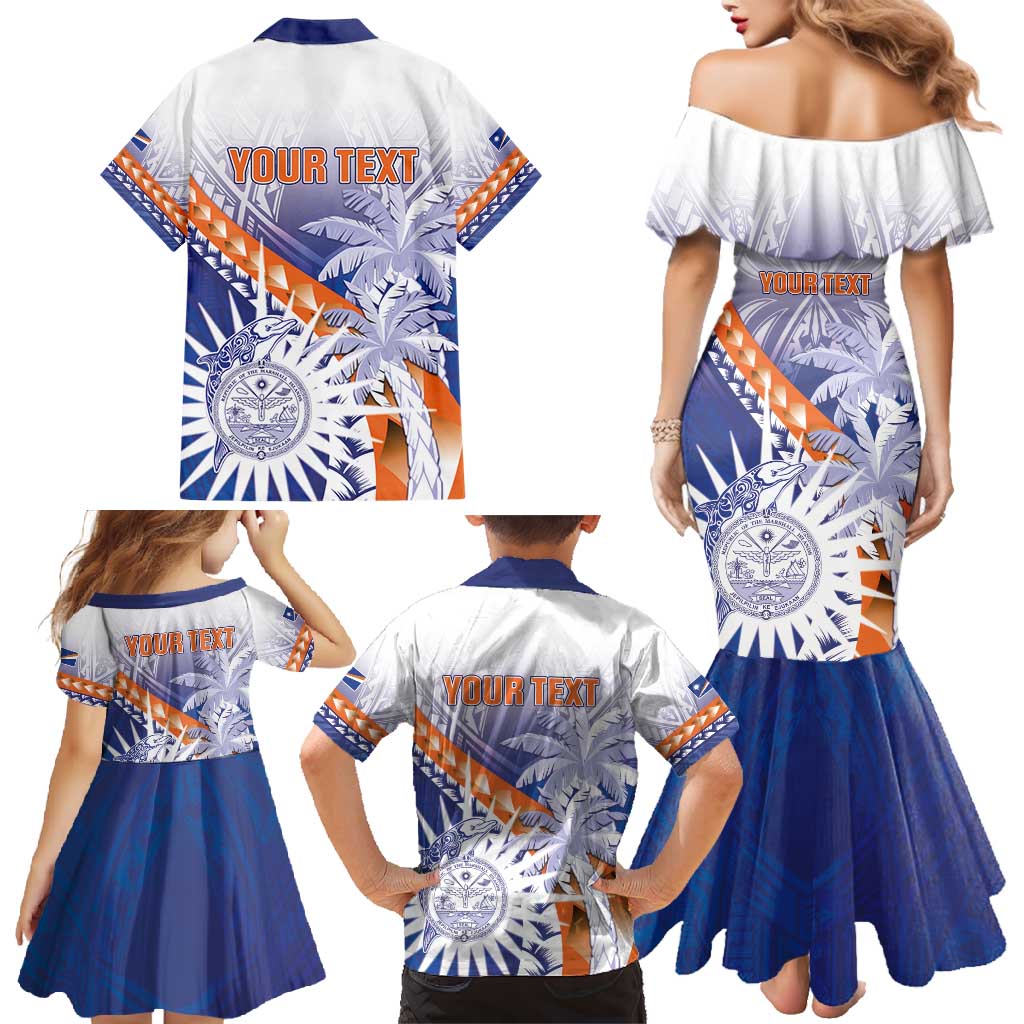 Personalised Marshall Islands Manit Day Family Matching Mermaid Dress and Hawaiian Shirt Polynesian Tribal Tattoo Tropical Style