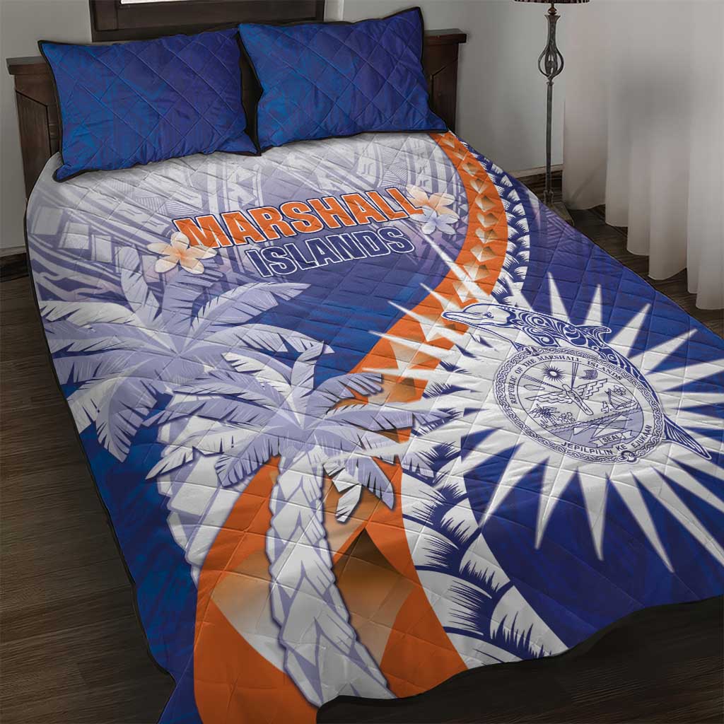 Marshall Islands Manit Day Quilt Bed Set Polynesian Tribal Tattoo Tropical Style LT05 Blue - Polynesian Pride