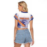 Personalised Marshall Islands Manit Day Raglan Cropped T Shirt Polynesian Tribal Tattoo Tropical Style