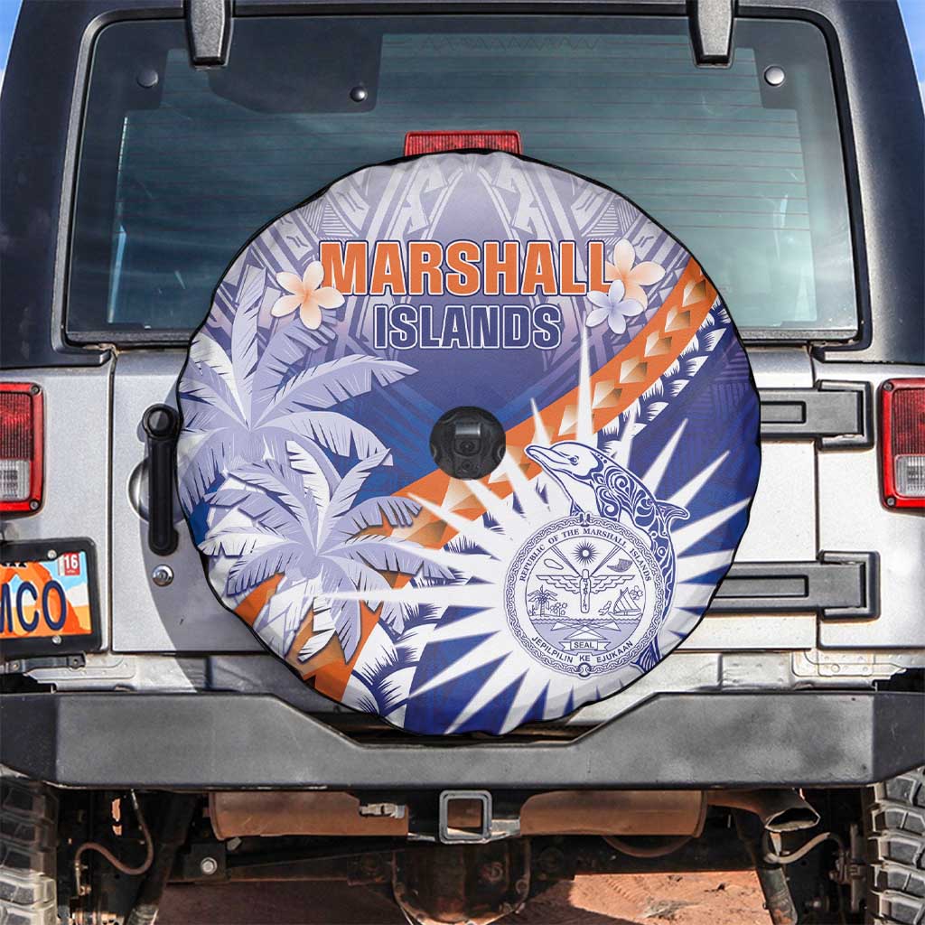 Marshall Islands Manit Day Spare Tire Cover Polynesian Tribal Tattoo Tropical Style LT05 Blue - Polynesian Pride