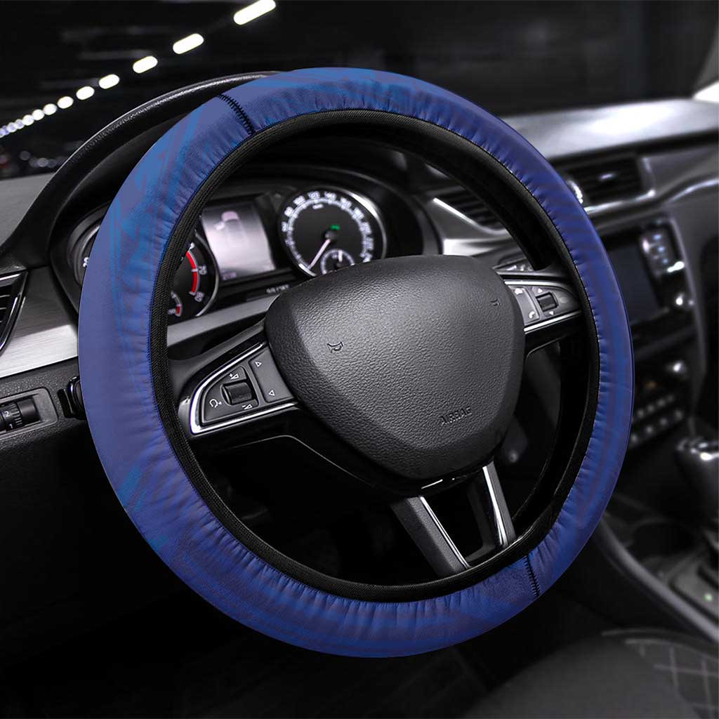 Marshall Islands Manit Day Steering Wheel Cover Polynesian Tribal Tattoo Tropical Style LT05 Universal Fit Blue - Polynesian Pride