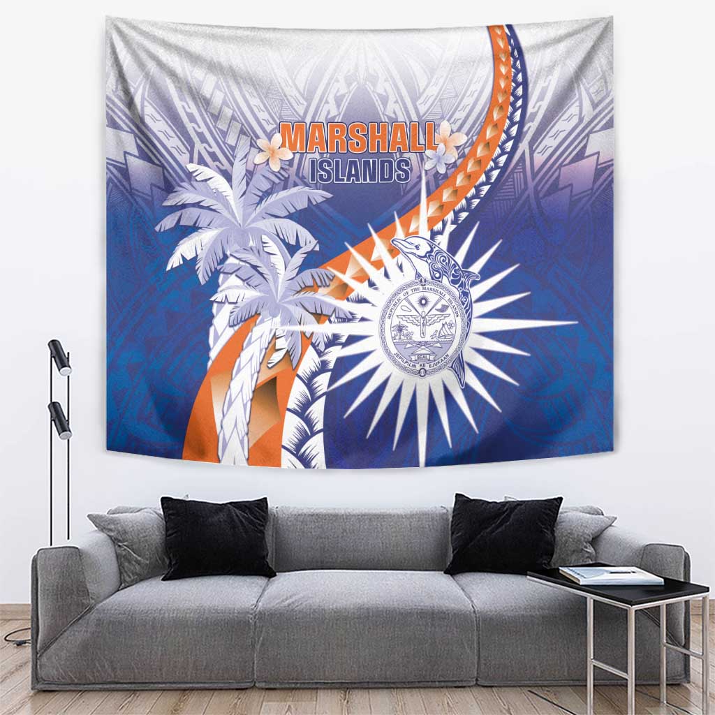 Marshall Islands Manit Day Tapestry Polynesian Tribal Tattoo Tropical Style LT05 Blue - Polynesian Pride