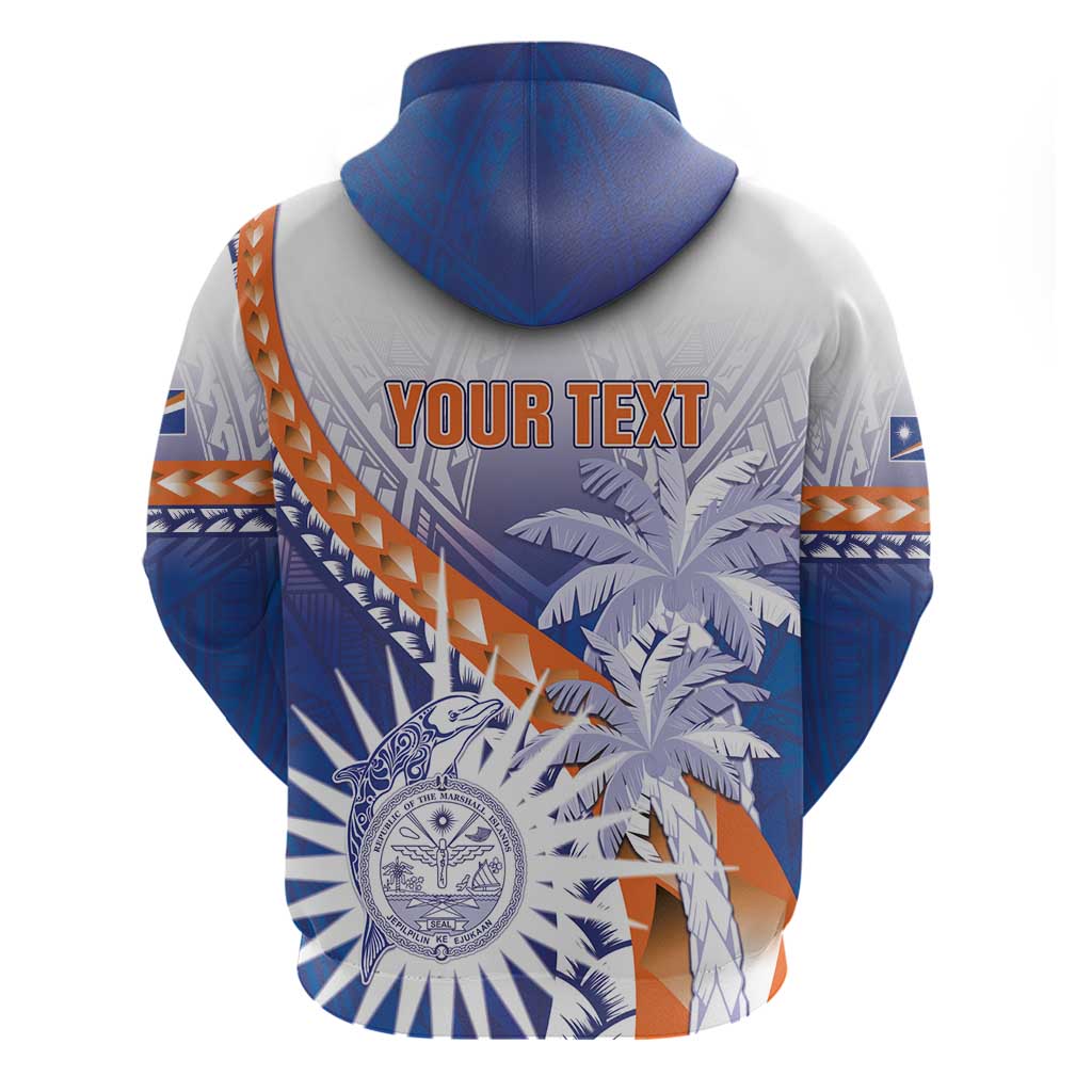 Personalised Marshall Islands Manit Day Zip Hoodie Polynesian Tribal Tattoo Tropical Style LT05 - Polynesian Pride