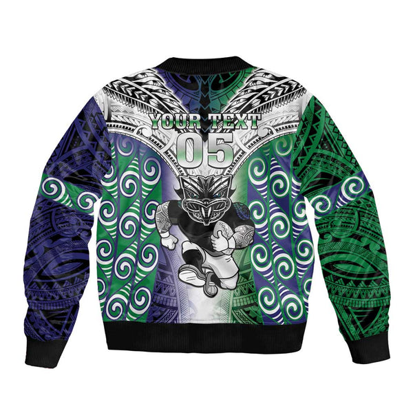 Personalised New Zealand and Scotland Rugby Bomber Jacket All Black Maori With Thistle Together LT14