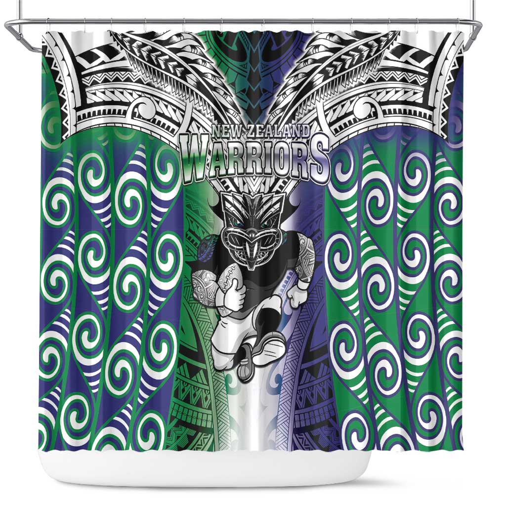 New Zealand Warrior Shower Curtain Maori Tribal Pattern LT05 Green - Polynesian Pride