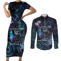 Suicide Awareness Couples Matching Short Sleeve Bodycon Dress and Long Sleeve Button Shirt You Are Not Alone - Polynesian Pride