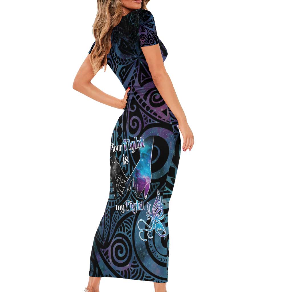 Suicide Awareness Family Matching Short Sleeve Bodycon Dress and Hawaiian Shirt You Are Not Alone - Polynesian Pride