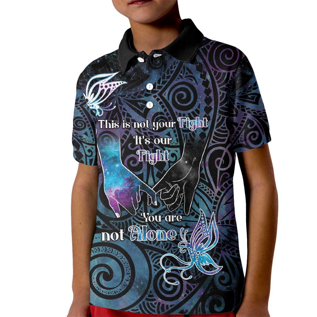 Suicide Awareness Kid Polo Shirt You Are Not Alone LT05 Kid Black - Polynesian Pride