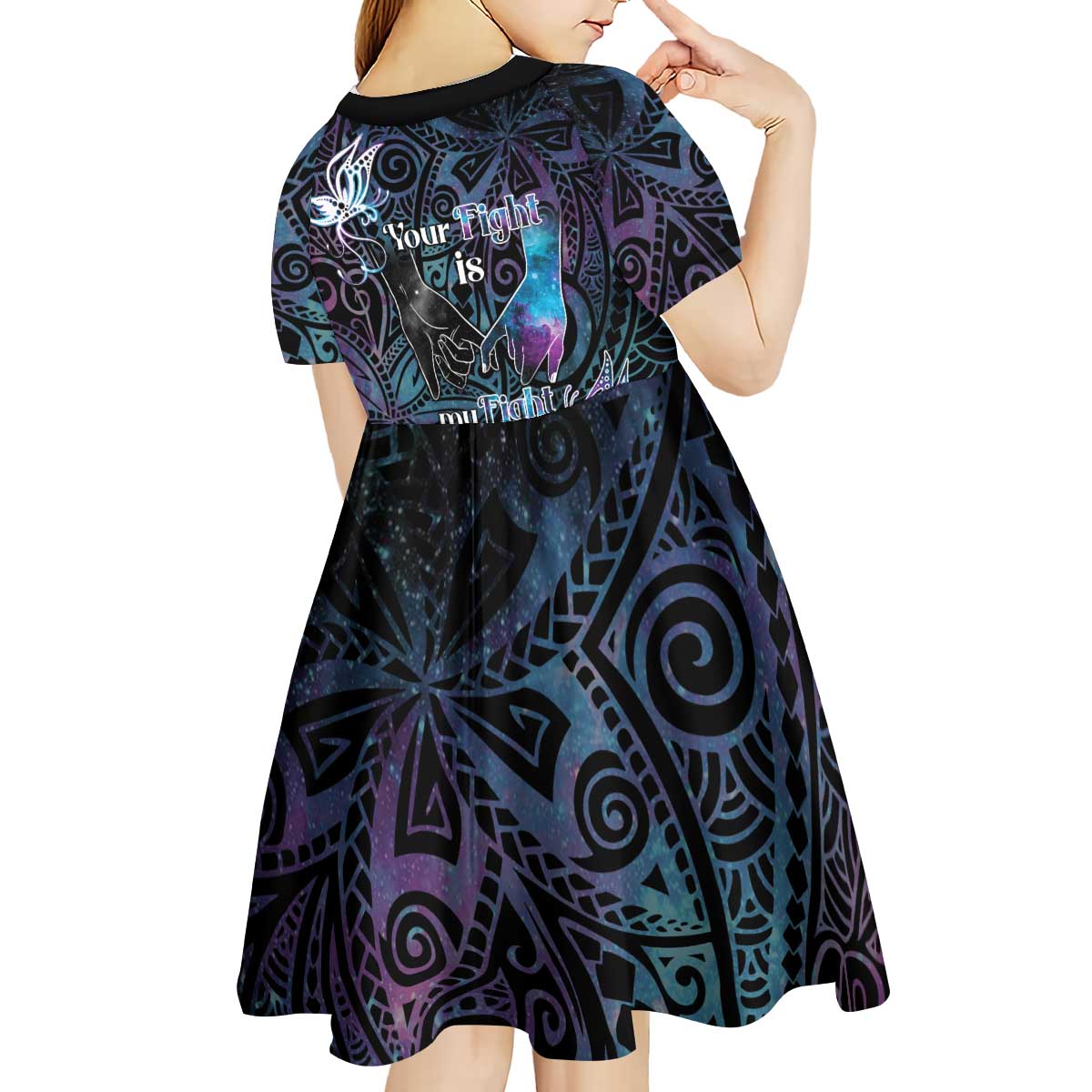 Suicide Awareness Kid Short Sleeve Dress You Are Not Alone - Polynesian Pride