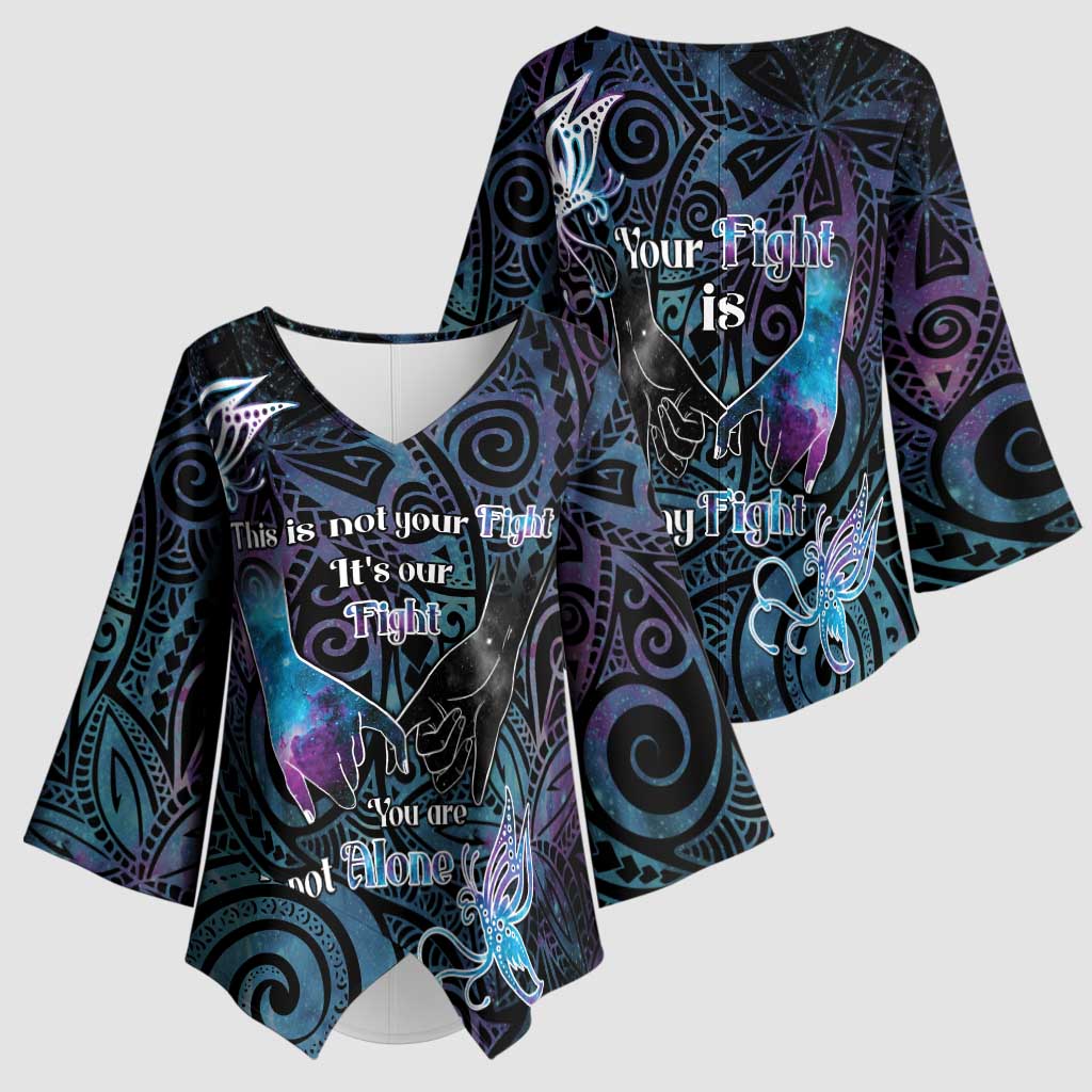 Suicide Awareness Kimono Sleeve Blouse You Are Not Alone - Polynesian Pride