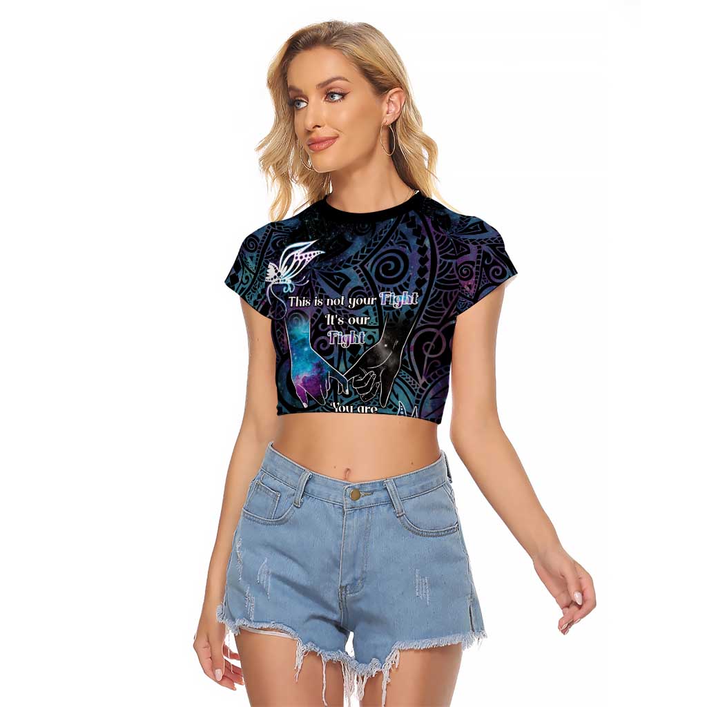 Suicide Awareness Raglan Cropped T Shirt You Are Not Alone LT05 Female Black - Polynesian Pride