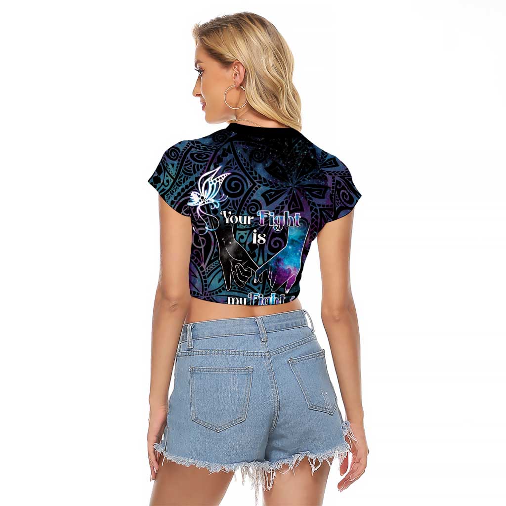 Suicide Awareness Raglan Cropped T Shirt You Are Not Alone - Polynesian Pride