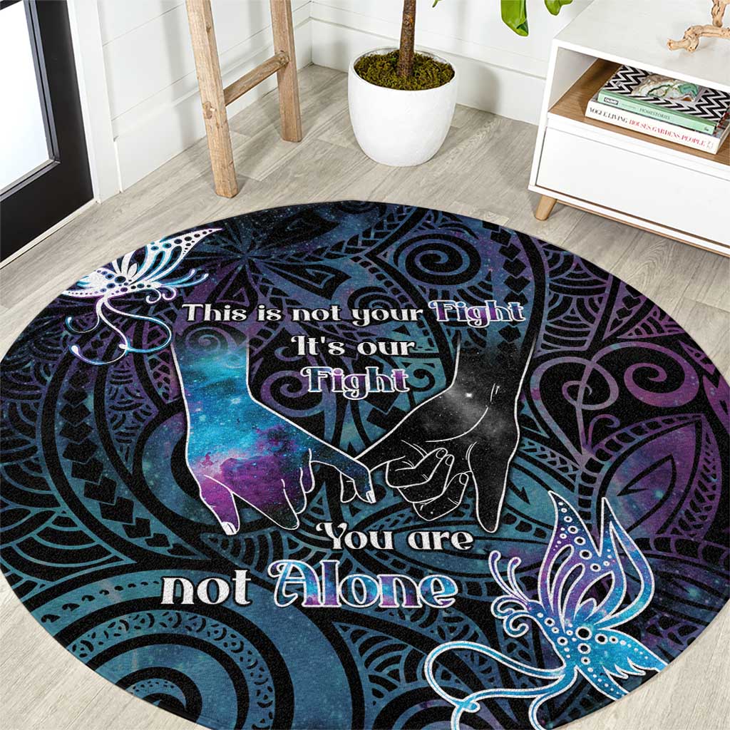 Suicide Awareness Round Carpet You Are Not Alone LT05 Black - Polynesian Pride