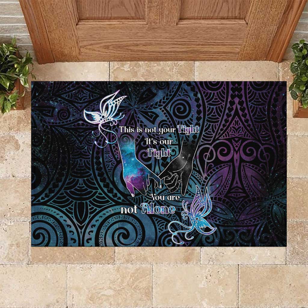 Suicide Awareness Rubber Doormat You Are Not Alone LT05 Black - Polynesian Pride