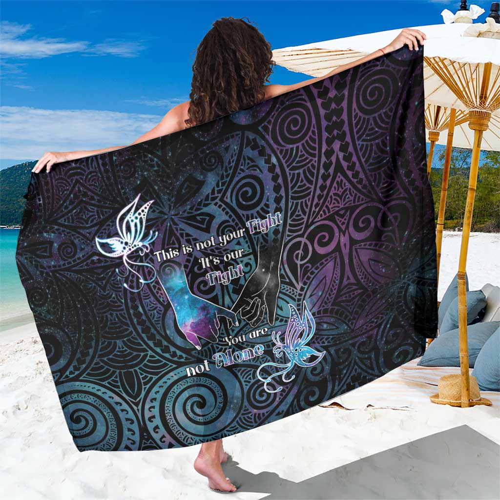 Suicide Awareness Sarong You Are Not Alone LT05 One Size 44 x 66 inches Black - Polynesian Pride