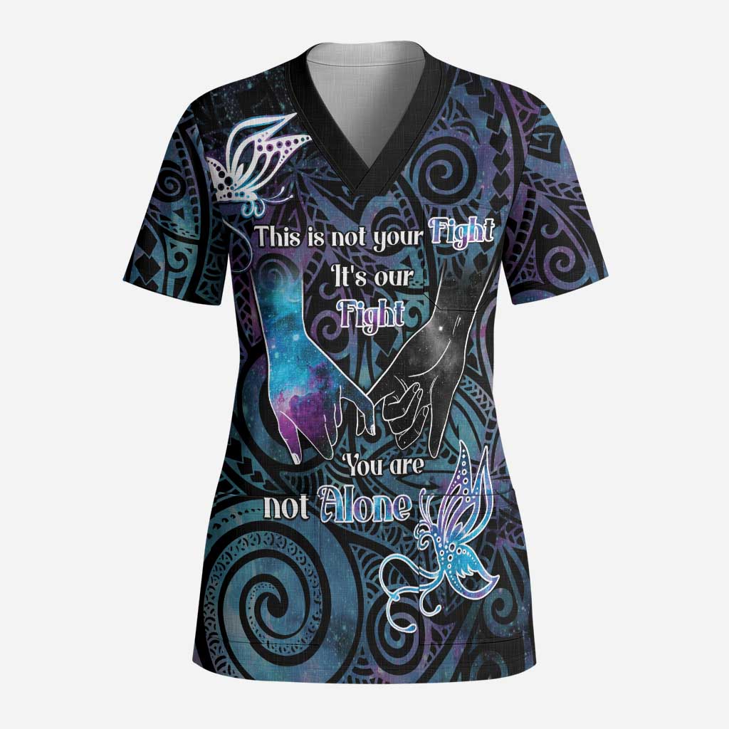Suicide Awareness Scrub Top You Are Not Alone - Polynesian Pride