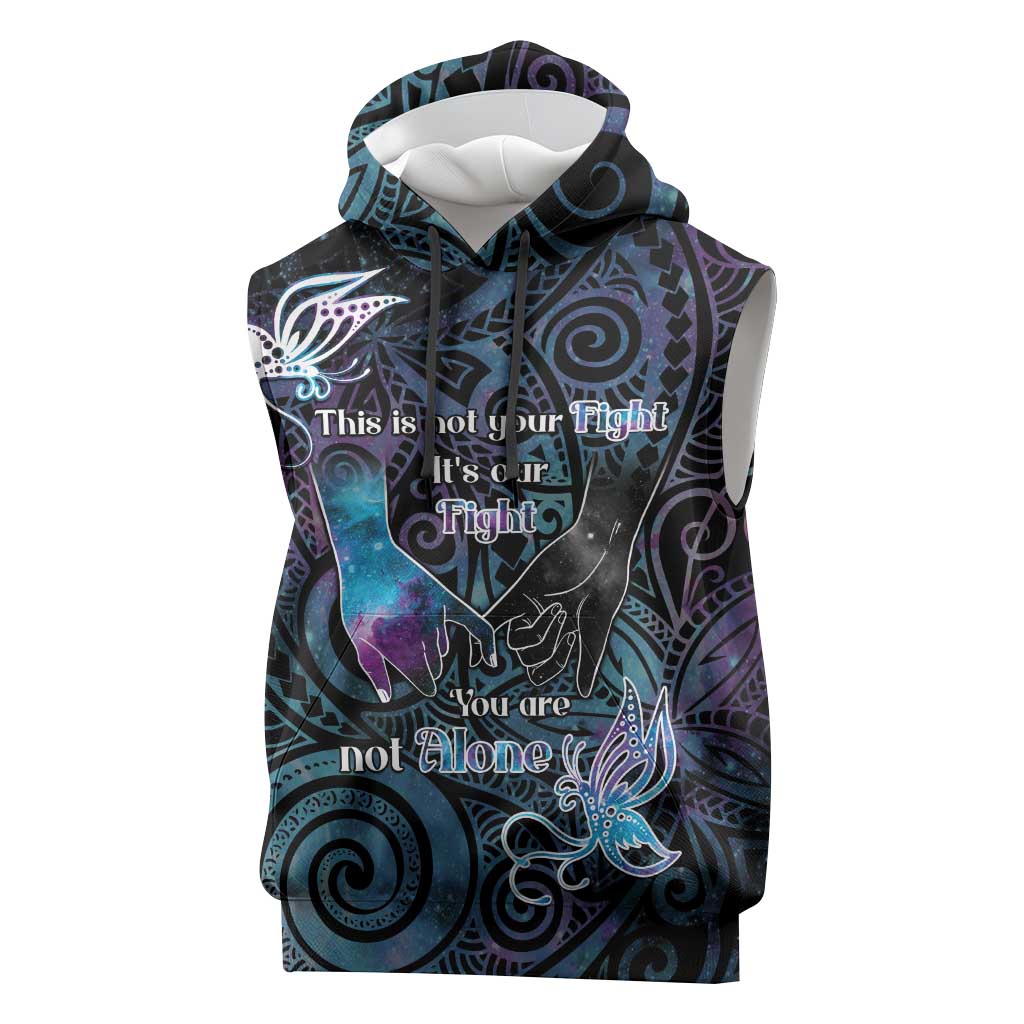 Suicide Awareness Sleeveless Hoodie You Are Not Alone - Polynesian Pride