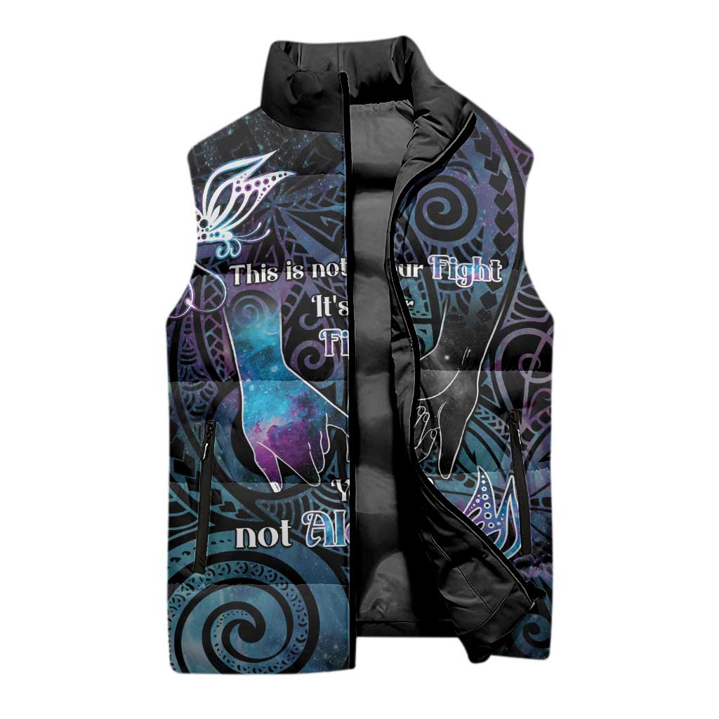 Suicide Awareness Sleeveless Puffer Jacket You Are Not Alone - Polynesian Pride