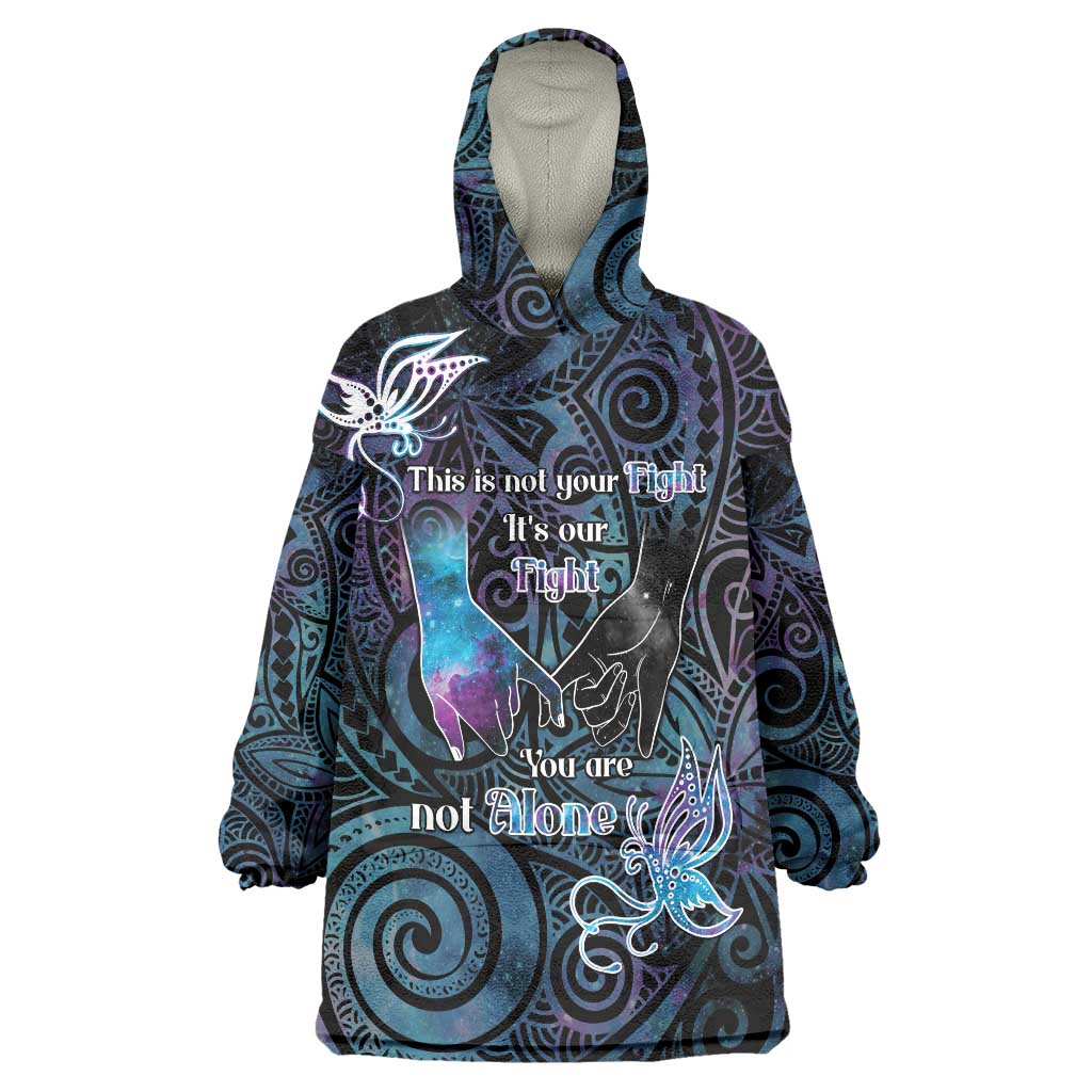 Suicide Awareness Wearable Blanket Hoodie You Are Not Alone LT05 One Size Black - Polynesian Pride
