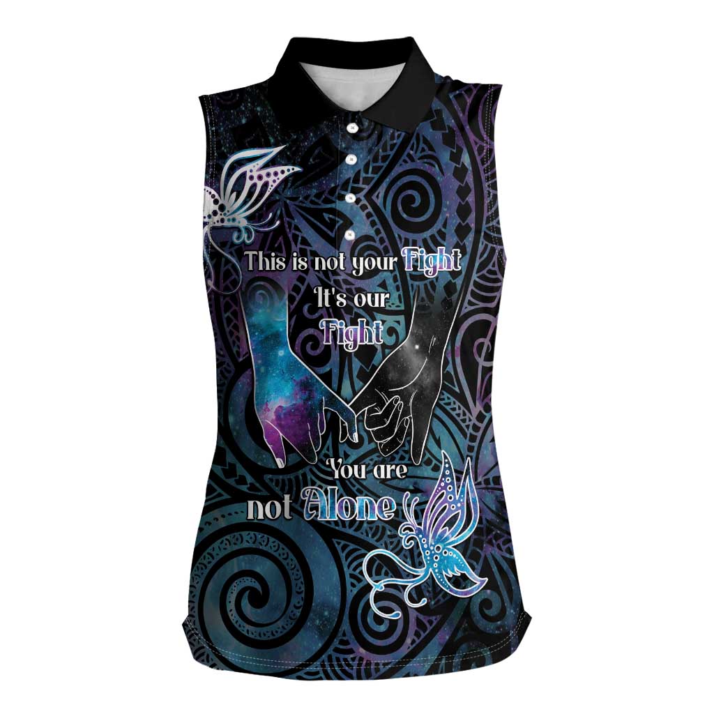 Suicide Awareness Women Sleeveless Polo Shirt You Are Not Alone LT05 Female Black - Polynesian Pride