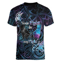 Suicide Awareness Women V-Neck T-Shirt You Are Not Alone - Polynesian Pride