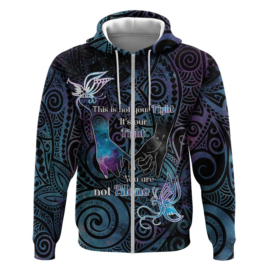 Suicide Awareness Zip Hoodie You Are Not Alone LT05 Zip Hoodie Black - Polynesian Pride