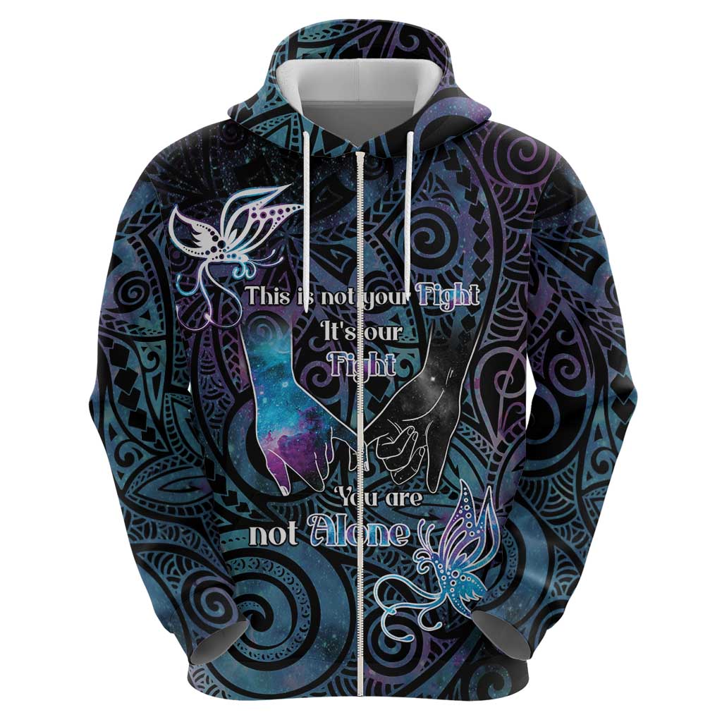 Suicide Awareness Zip Hoodie You Are Not Alone - Polynesian Pride