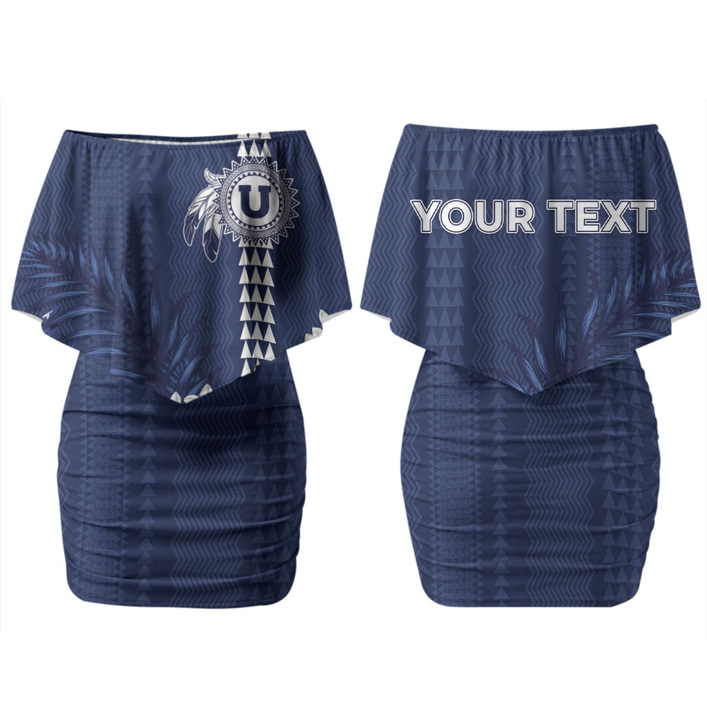 Personalized Utah State Couples Matching Off Shoulder Short Dress and Long Sleeve Button Shirt Polynesian Style