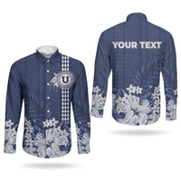 Personalized Utah State Couples Matching Short Sleeve Bodycon Dress and Long Sleeve Button Shirt Polynesian Style