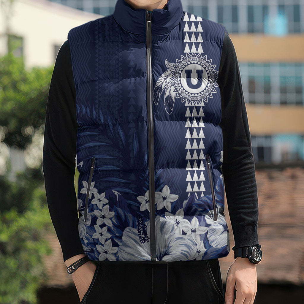 Personalized Utah State Sleeveless Puffer Jacket Polynesian Style