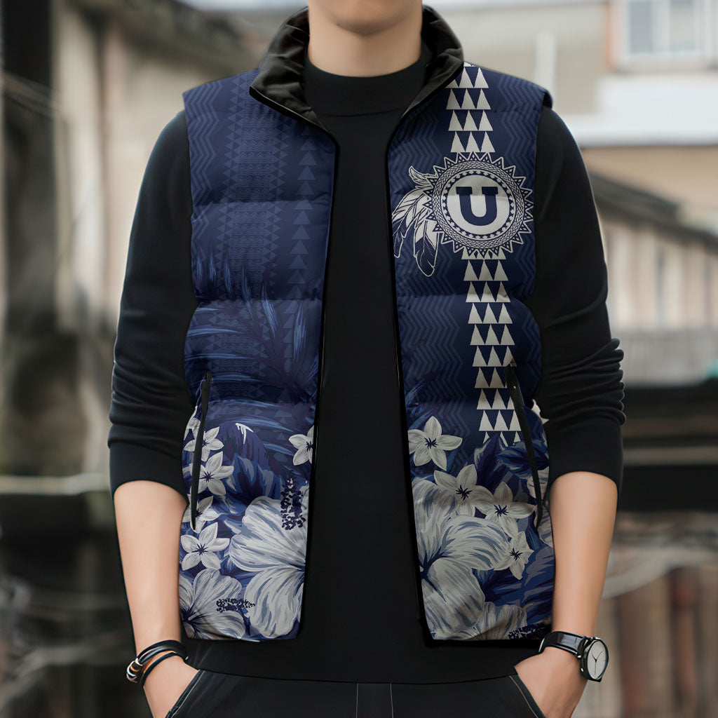 Personalized Utah State Sleeveless Puffer Jacket Polynesian Style