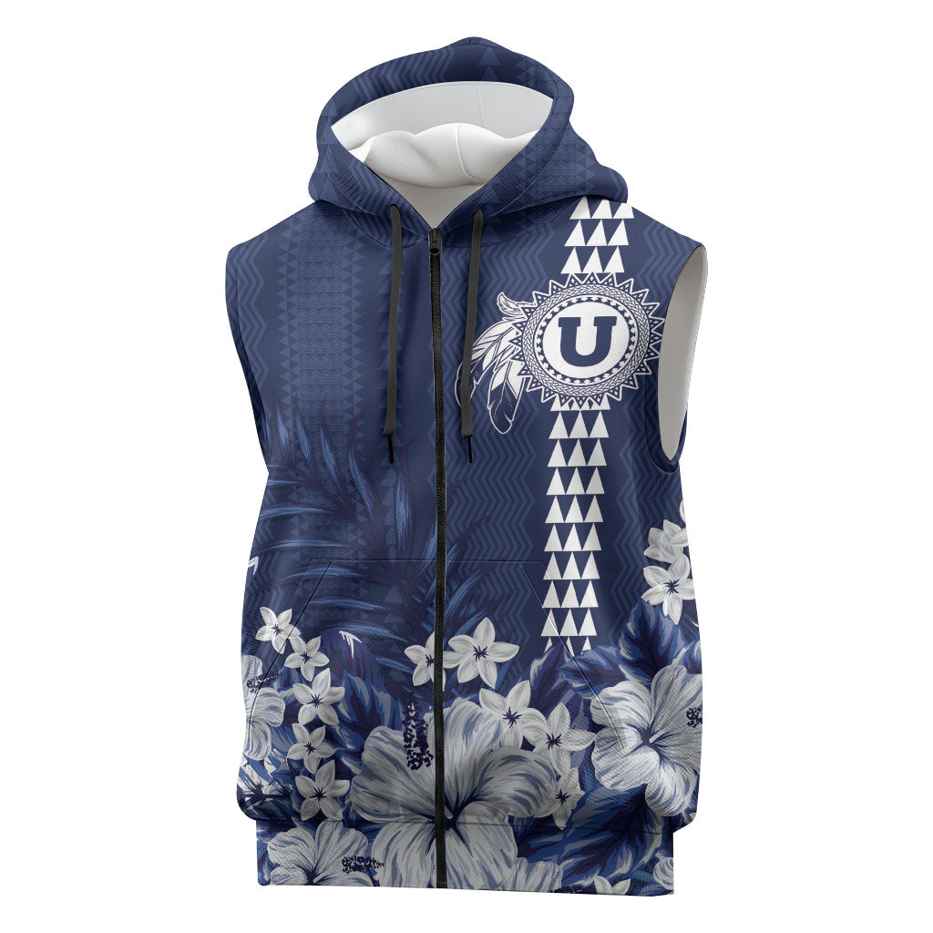 Personalized Utah State Sleeveless Zip Hoodie Polynesian Style
