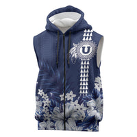 Personalized Utah State Sleeveless Zip Hoodie Polynesian Style