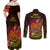 Papua New Guinea Couples Matching Off Shoulder Maxi Dress and Long Sleeve Button Shirts Coat Of Arms Tropical Flowers Polynesian Pattern LT05 - Polynesian Pride