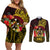 Papua New Guinea Couples Matching Off Shoulder Short Dress and Long Sleeve Button Shirts Coat Of Arms Tropical Flowers Polynesian Pattern LT05 Yellow - Polynesian Pride