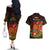 Papua New Guinea Couples Matching Off The Shoulder Long Sleeve Dress and Hawaiian Shirt Coat Of Arms Tropical Flowers Polynesian Pattern LT05 - Polynesian Pride