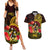 Papua New Guinea Couples Matching Summer Maxi Dress and Hawaiian Shirt Coat Of Arms Tropical Flowers Polynesian Pattern LT05 Yellow - Polynesian Pride
