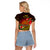 Papua New Guinea Raglan Cropped T Shirt Coat Of Arms Tropical Flowers Polynesian Pattern LT05 - Polynesian Pride