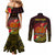 Personalized Papua New Guinea Couples Matching Mermaid Dress and Long Sleeve Button Shirts Coat Of Arms Tropical Flowers Polynesian Pattern LT05 - Polynesian Pride
