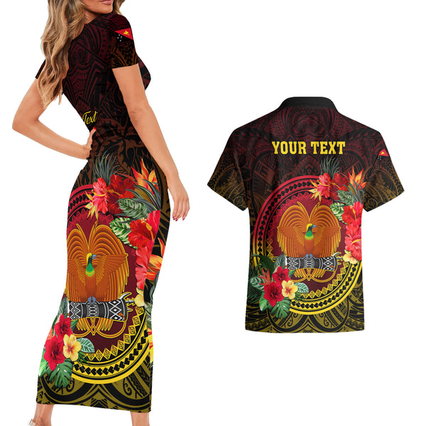 Personalized Papua New Guinea Western Province Couples Matching Short Sleeve Bodycon Dress and Hawaiian Shirt Mix Coat Of Arms Polynesian Pattern LT05 main image 1
