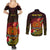 Personalized Papua New Guinea Couples Matching Summer Maxi Dress and Long Sleeve Button Shirts Coat Of Arms Tropical Flowers Polynesian Pattern LT05 - Polynesian Pride